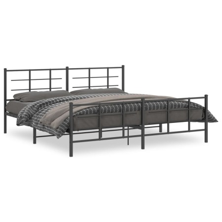 Estructura de cama cabecero y estribo metal negro 200x200 cm de vidaXL, Camas y somieres - Ref: Foro24-355586, Precio: 135,51...