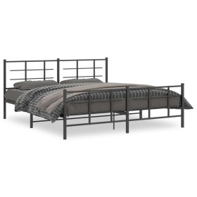 Estructura de cama cabecero y estribo metal negro 183x213 cm de vidaXL, Camas y somieres - Ref: Foro24-355584, Precio: 121,18...
