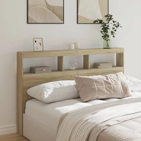 Sonoma oak bed headboard with LED 160x17x102 cm by vidaXL, Headboards and footboards - Ref: Foro24-839205, Price: 107,68 €, D...