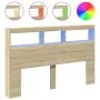 Sonoma oak bed headboard with LED 160x17x102 cm by vidaXL, Headboards and footboards - Ref: Foro24-839205, Price: 107,68 €, D...