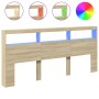 Cabecero de cama con LED roble Sonoma 220x17x102 cm de vidaXL, Cabeceros y pies de cama - Ref: Foro24-839226, Precio: 122,29 ...