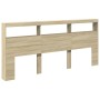 Cabecero de cama con LED roble Sonoma 220x17x102 cm de vidaXL, Cabeceros y pies de cama - Ref: Foro24-839226, Precio: 122,29 ...