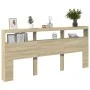 Cabecero de cama con LED roble Sonoma 220x17x102 cm de vidaXL, Cabeceros y pies de cama - Ref: Foro24-839226, Precio: 120,15 ...