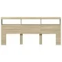 Cabecero de cama con LED roble Sonoma 220x17x102 cm de vidaXL, Cabeceros y pies de cama - Ref: Foro24-839226, Precio: 120,15 ...