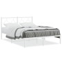 Estructura de cama de metal con cabecero blanca 135x190 cm de vidaXL, Camas y somieres - Ref: Foro24-376274, Precio: 98,03 €,...
