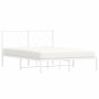 Estructura de cama de metal con cabecero blanca 135x190 cm de vidaXL, Camas y somieres - Ref: Foro24-376274, Precio: 98,03 €,...