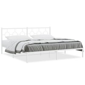 Estructura de cama de metal con cabecero blanco 193x203 cm de vidaXL, Camas y somieres - Ref: Foro24-376281, Precio: 111,24 €...