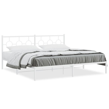 Estructura de cama de metal con cabecero blanco 193x203 cm de vidaXL, Camas y somieres - Ref: Foro24-376281, Precio: 111,24 €...