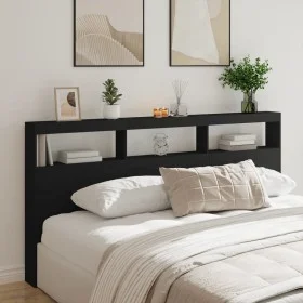 Cabecero de cama con luz LED negro 200x17x102 cm de vidaXL, Cabeceros y pies de cama - Ref: Foro24-839218, Precio: 102,51 €, ...