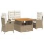 Set de comedor jardín con cojines 4 pzas ratán sintético beige de vidaXL, Conjuntos de jardín - Ref: Foro24-3277476, Precio: ...