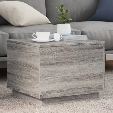 Mesa de centro con luces LED gris Sonoma 50x50x40 cm de vidaXL, Mesas de centro - Ref: Foro24-839873, Precio: 57,86 €, Descue...