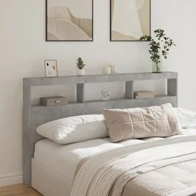 Bett Kopfteil mit LED-Licht in Betongrau 180x17x102 cm von vidaXL, Kopf- und Fußteile - Ref: Foro24-839213, Preis: 96,11 €, R...