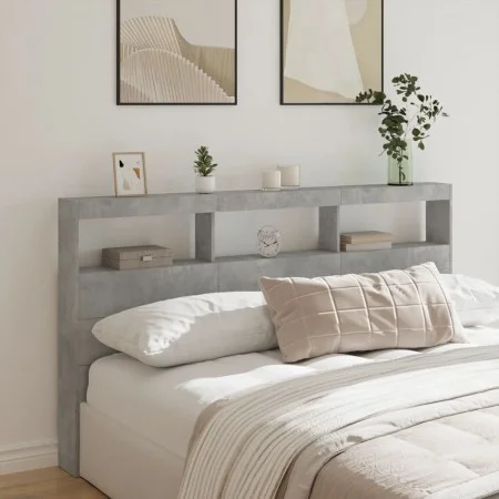 Cabecero de cama con luz LED gris hormigón 180x17x102 cm de vidaXL, Cabeceros y pies de cama - Ref: Foro24-839213, Precio: 96...