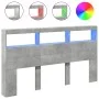 Cabecero de cama con luz LED gris hormigón 180x17x102 cm de vidaXL, Cabeceros y pies de cama - Ref: Foro24-839213, Precio: 96...