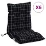 Cojines de silla respaldo bajo 6 uds tela Oxford cuadros negro de vidaXL, Cojines para sillas y sofás - Ref: Foro24-377721, P...