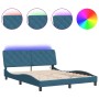 Estructura de cama con luces LED terciopelo azul 160x200 cm de vidaXL, Camas y somieres - Ref: Foro24-3213865, Precio: 266,70...