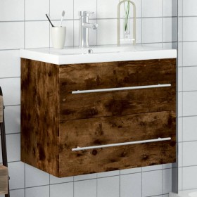 Mueble de baño con lavabo integrado roble ahumado de vidaXL, Tocadores de baño - Ref: Foro24-3278773, Precio: 198,74 €, Descu...