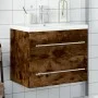 Mueble de baño con lavabo integrado roble ahumado de vidaXL, Tocadores de baño - Ref: Foro24-3278773, Precio: 187,32 €, Descu...