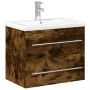 Mueble de baño con lavabo integrado roble ahumado de vidaXL, Tocadores de baño - Ref: Foro24-3278773, Precio: 187,32 €, Descu...