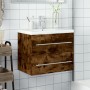 Mueble de baño con lavabo integrado roble ahumado de vidaXL, Tocadores de baño - Ref: Foro24-3278773, Precio: 198,74 €, Descu...