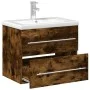 Mueble de baño con lavabo integrado roble ahumado de vidaXL, Tocadores de baño - Ref: Foro24-3278773, Precio: 187,32 €, Descu...