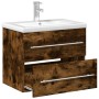 Mueble de baño con lavabo integrado roble ahumado de vidaXL, Tocadores de baño - Ref: Foro24-3278773, Precio: 198,74 €, Descu...