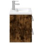 Mueble de baño con lavabo integrado roble ahumado de vidaXL, Tocadores de baño - Ref: Foro24-3278773, Precio: 198,74 €, Descu...