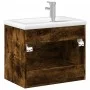 Mueble de baño con lavabo integrado roble ahumado de vidaXL, Tocadores de baño - Ref: Foro24-3278773, Precio: 187,32 €, Descu...