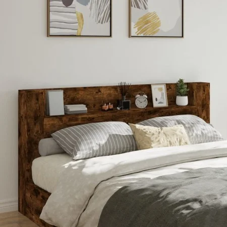 Cabecero de cama con LED roble ahumado 200x16,5x103,5 cm de vidaXL, Cabeceros y pies de cama - Ref: Foro24-839270, Precio: 10...