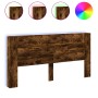 Cabecero de cama con LED roble ahumado 200x16,5x103,5 cm de vidaXL, Cabeceros y pies de cama - Ref: Foro24-839270, Precio: 10...