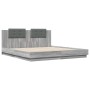 Cama con cabecero madera de ingeniería gris Sonoma 180x200 cm de vidaXL, Camas y somieres - Ref: Foro24-3209903, Precio: 205,...
