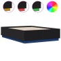 Estructura cama con luces LED madera ingeniería negro 135x190cm de vidaXL, Camas y somieres - Ref: Foro24-3209647, Precio: 17...