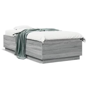 Sonoma-grauer Holzwerkstoff-Bettrahmen 90 x 200 cm von vidaXL, Betten und Lattenroste - Ref: Foro24-3209728, Preis: 115,16 €,...