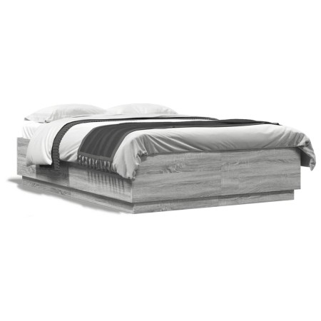 Estructura de cama madera de ingeniería gris Sonoma 160x200 cm de vidaXL, Camas y somieres - Ref: Foro24-3209693, Precio: 159...