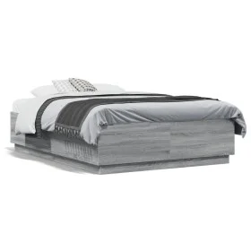 Estructura de cama madera de ingeniería gris Sonoma 135x190 cm de vidaXL, Camas y somieres - Ref: Foro24-3209742, Precio: 146...