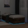 Estructura cama con luces LED madera roble ahumado 90x190 cm de vidaXL, Camas y somieres - Ref: Foro24-3209664, Precio: 130,9...