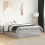 Estructura cama con luces LED madera gris Sonoma 135x190 cm de vidaXL, Camas y somieres - Ref: Foro24-3209651, Precio: 174,48...
