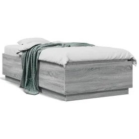 Estructura cama con luces LED madera gris Sonoma 75x190 cm de vidaXL, Camas y somieres - Ref: Foro24-3209672, Precio: 127,76 ...