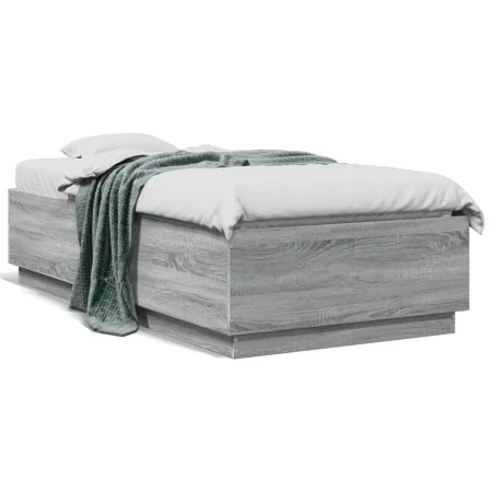 Estructura cama con luces LED madera gris Sonoma 75x190 cm de vidaXL, Camas y somieres - Ref: Foro24-3209672, Precio: 127,76 ...