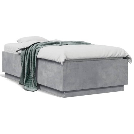 Estructura de cama madera de ingeniería gris hormigón 75x190 cm de vidaXL, Camas y somieres - Ref: Foro24-3209761, Precio: 10...
