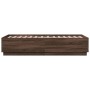 Estructura cama con luces LED madera roble marrón 90x190 cm de vidaXL, Camas y somieres - Ref: Foro24-3209666, Precio: 134,39...