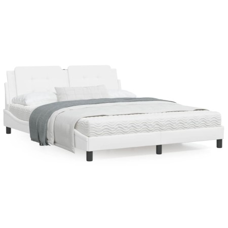 Estructura de cama con luces LED cuero PE blanco 160x200 cm de vidaXL, Camas y somieres - Ref: Foro24-3214118, Precio: 200,81...