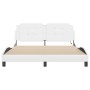 Estructura de cama con luces LED cuero PE blanco 160x200 cm de vidaXL, Camas y somieres - Ref: Foro24-3214118, Precio: 200,81...