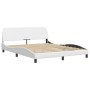 Estructura de cama con luces LED cuero PE blanco 160x200 cm de vidaXL, Camas y somieres - Ref: Foro24-3214118, Precio: 200,81...