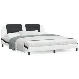 Estructura de cama con luz LED cuero PE blanco negro 180x200 cm de vidaXL, Camas y somieres - Ref: Foro24-3214130, Precio: 24...