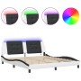 Estructura de cama con luz LED cuero PE blanco negro 180x200 cm de vidaXL, Camas y somieres - Ref: Foro24-3214130, Precio: 24...