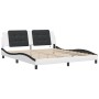 Estructura de cama con luz LED cuero PE blanco negro 180x200 cm de vidaXL, Camas y somieres - Ref: Foro24-3214130, Precio: 24...
