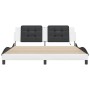 Estructura de cama con luz LED cuero PE blanco negro 180x200 cm de vidaXL, Camas y somieres - Ref: Foro24-3214130, Precio: 24...
