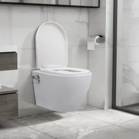 Rimless wall-mounted toilet with white ceramic bidet function by vidaXL, Bathrooms - Ref: Foro24-145781, Price: 206,97 €, Dis...