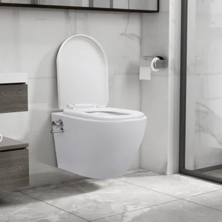 Spülrandloses Wand-WC mit weißer Keramik-Bidetfunktion von vidaXL, Badezimmer - Ref: Foro24-145781, Preis: 206,97 €, Rabatt: %